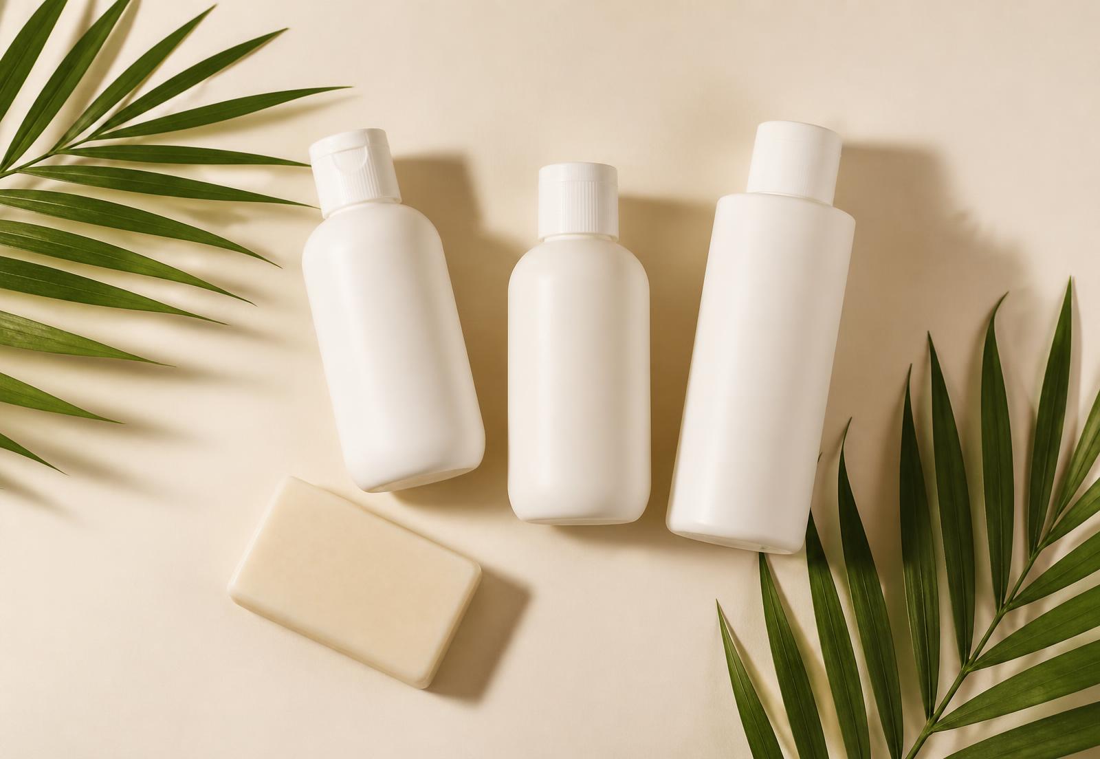 Luxury hotel amenities flat lay